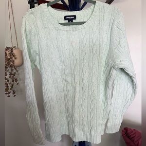Lands' End Mint Cable Knit Sweater, x-large